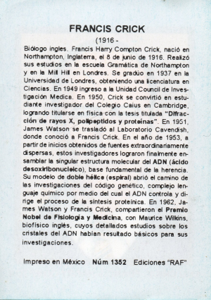 Biografia Crick Francis Harry Compton Atras